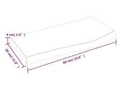 vidaxl Prateleira de parede 60x30x(2-4) cm carvalho maciço não tratado^ Prateleira