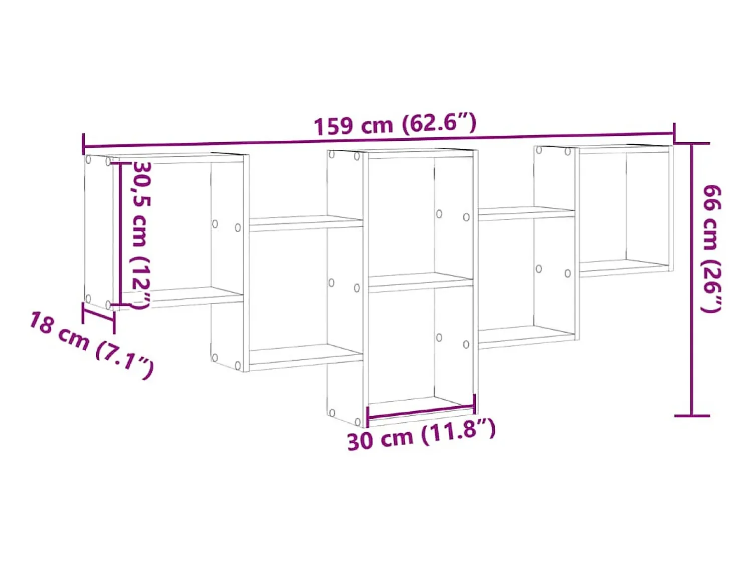 vidaxl Prateleira de parede 159x18x66 cm derivados de madeira^ Prateleira