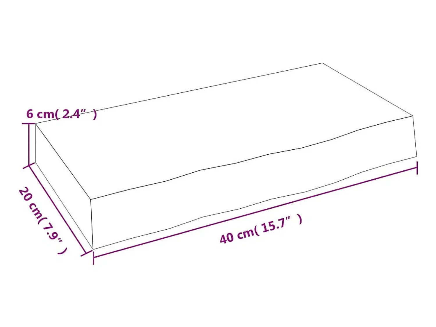 Outlet Prateleira de parede 40x20x6 cm carvalho maciço não tratado PT179247 Castanho