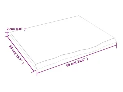 Prateleira de parede 60x50x2cm carvalho tratado -escuro PT484512^ Prateleira