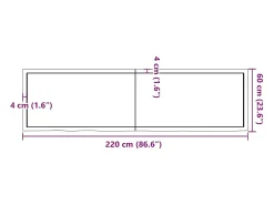 Prateleira|vidaxl Prateleira de parede 220x60x(2-6)cm carvalho maciço não tratado Castanho