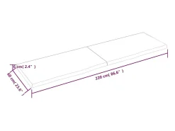 Prateleira|vidaxl Prateleira de parede 220x60x(2-6)cm carvalho maciço não tratado Castanho