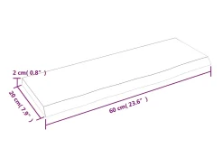 Prateleira de parede 60x20x2cm carvalho tratado -escuro PT542172^ Prateleira