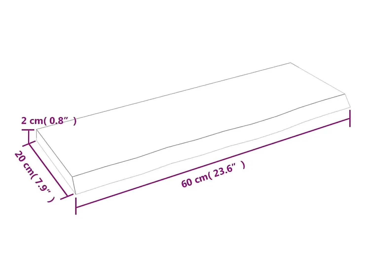 Prateleira de parede 60x20x2cm carvalho tratado -escuro PT542172^ Prateleira