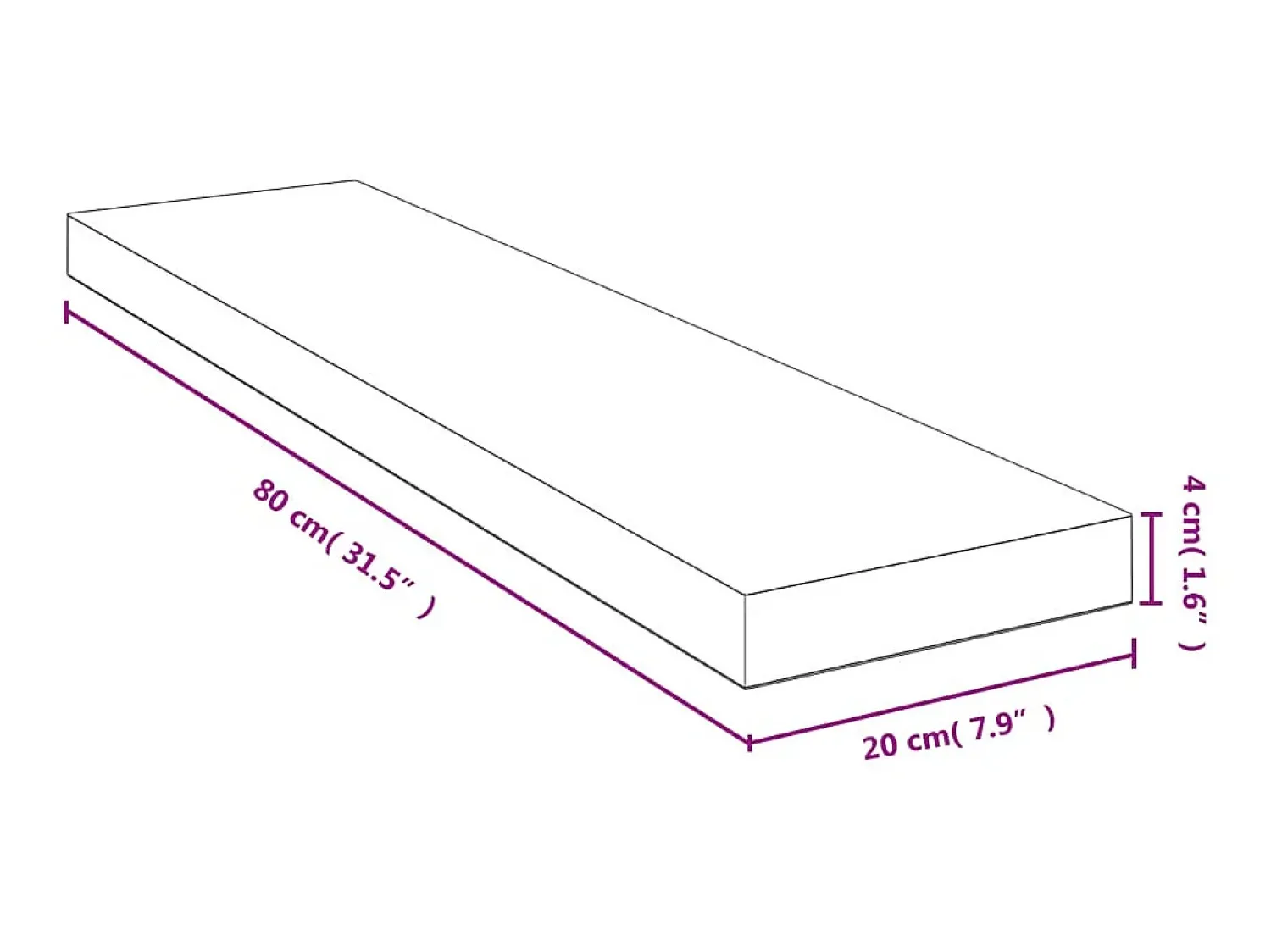 New Prateleira de parede 80x20x4cm bambu PT939643 Castanho
