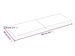 Prateleira|vidaxl Prateleira de parede 180x60x(2-6)cm carvalho maciço não tratado Castanho
