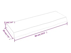 New Prateleira de parede 60x20x4cm carvalho tratado -escuro PT718821 Castanho