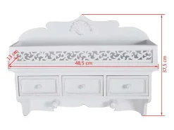 vidaxl Prateleira de parede/cabide com 3 gavetas 2 ganchos^ Prateleira
