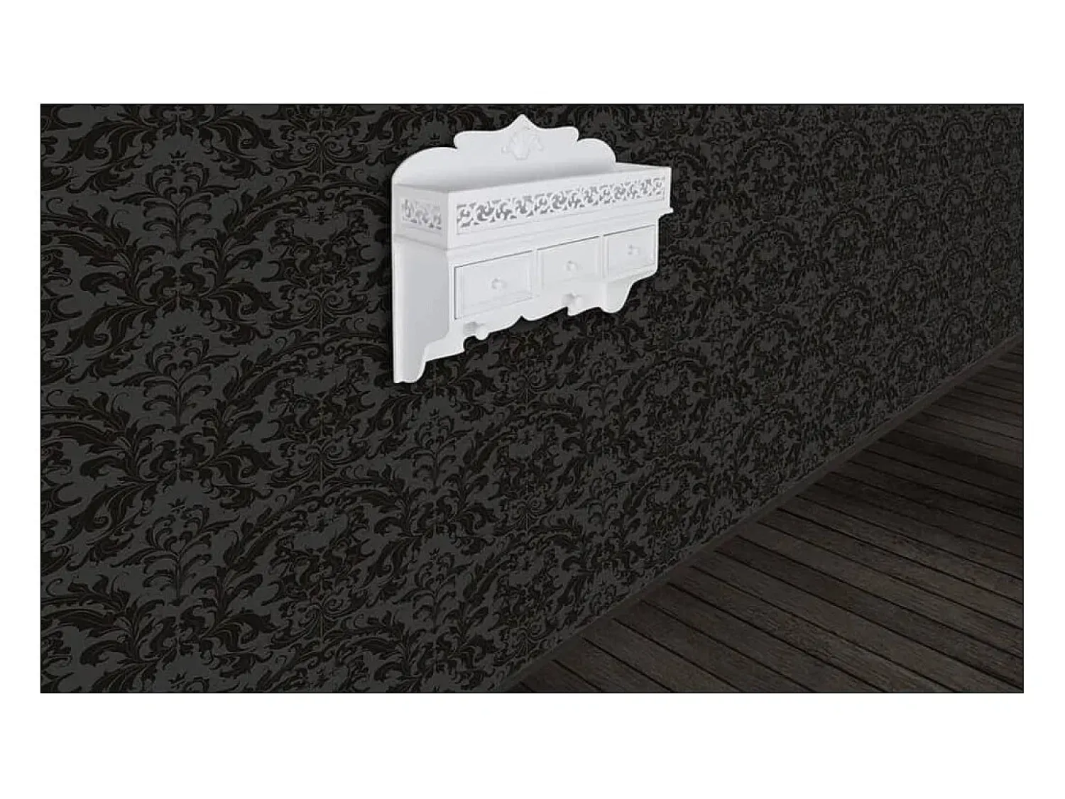 Best Prateleira de parede/cabide com 3 gavetas 2 ganchos PT652062 Branco