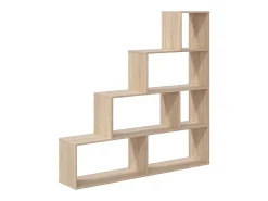 Loungitude Prateleira de sala de estar Klum com 10 compartimentos em carvalho canadense, 145x145x29 cm^ Prateleira