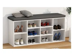 Hot VCM Prateleira de sapato de madeira | Dimensões aprox. A. 50 x L. 104 x P. 30 cm | Sapato cômoda com 10 compartimentos | Armário para sapatos - Hinsol S (Branco) Multicor