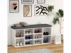 Hot VCM Prateleira de sapato de madeira | Dimensões aprox. A. 50 x L. 104 x P. 30 cm | Sapato cômoda com 10 compartimentos | Armário para sapatos - Hinsol S (Branco) Multicor