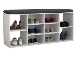 Hot VCM Prateleira de sapato de madeira | Dimensões aprox. A. 50 x L. 104 x P. 30 cm | Sapato cômoda com 10 compartimentos | Armário para sapatos - Hinsol S (Branco) Multicor
