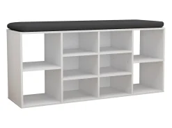 Hot VCM Prateleira de sapato de madeira | Dimensões aprox. A. 50 x L. 104 x P. 30 cm | Sapato cômoda com 10 compartimentos | Armário para sapatos - Hinsol S (Branco) Multicor