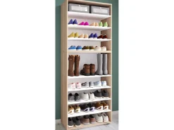 Clearance VCM Prateleira de sapato de madeira | Dimensões: A. 183 x L. 70 x P. 37 cm| Armário para uso integral | 9 compartimentos | sem portas | – Lona (Sonoma oak) Multicor
