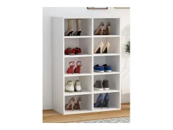 Móvel De Arrumação|Sapateira*VCM Prateleira de sapato de madeira | Dimensões aprox. A. 84 x L. 55 x P. 30 cm | Sapatilhas com 10 compartimentos | Armário para sapatos - Hinsol M (Branco) Multicor