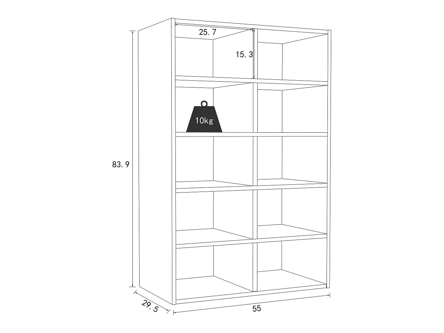 Móvel De Arrumação|Sapateira*VCM Prateleira de sapato de madeira | Dimensões aprox. A. 84 x L. 55 x P. 30 cm | Sapatilhas com 10 compartimentos | Armário para sapatos - Hinsol M (Branco) Multicor