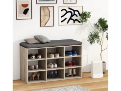 Móvel De Arrumação|Sapateira*VCM Prateleira de sapato de madeira | Dimensões aprox. A. 50 x L. 80 x P. 30 cm | Sapato com 9 compartimentos | Móvel para sapato - Hinsol XS (Sonoma oak) Multicor