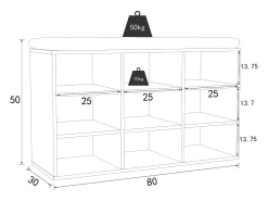 Móvel De Arrumação|Sapateira*VCM Prateleira de sapato de madeira | Dimensões aprox. A. 50 x L. 80 x P. 30 cm | Sapato com 9 compartimentos | Móvel para sapato - Hinsol XS (Sonoma oak) Multicor
