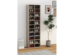VCM Prateleira de sapato de madeira | Dimensões aprox. A. 183 x L. 52 x P. 30 cm | Sapato com 22 compartimentos | Gabinete de sapato - Hinsol XL (Sonoma oak)^ Móvel De Arrumação|Sapateira