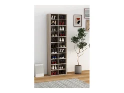 VCM Prateleira de sapato de madeira | Dimensões aprox. A. 183 x L. 52 x P. 30 cm | Sapato com 22 compartimentos | Gabinete de sapato - Hinsol XL (Sonoma oak)^ Móvel De Arrumação|Sapateira