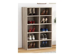 VCM Prateleira de sapato de madeira | Dimensões aprox. A. 84 x L. 55 x P. 30 cm | Sapato cômoda com 10 compartimentos | Armário de sapato - Hinsol M (Sonoma oak)^ Móvel De Arrumação|Sapateira