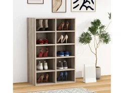 VCM Prateleira de sapato de madeira | Dimensões aprox. A. 84 x L. 55 x P. 30 cm | Sapato cômoda com 10 compartimentos | Armário de sapato - Hinsol M (Sonoma oak)^ Móvel De Arrumação|Sapateira