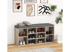 VCM Prateleira de sapato de madeira | Dimensões aprox. A. 50 x L. 104 x P. 30 cm | Sapato com 10 compartimentos | Móvel para sapato - Hinsol S (Sonoma oak)^ Móvel De Arrumação|Sapateira