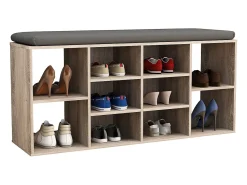 VCM Prateleira de sapato de madeira | Dimensões aprox. A. 50 x L. 104 x P. 30 cm | Sapato com 10 compartimentos | Móvel para sapato - Hinsol S (Sonoma oak)^ Móvel De Arrumação|Sapateira