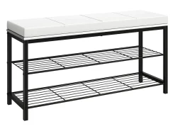 Outlet VCM Prateleira de sapatos | Dimensões aprox. A. 48 x L. 90 x P. 30 cm | Assento em design de estilo industrial | Banco de sapatos - Taliro (Branco) Multicor