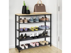 Móvel De Arrumação|Sapateira*VCM Prateleira de sapatos | Dimensões aprox. A. 87 x L. 90 x P. 30 cm | Sapatos em estilo industrial | Prateleira com 4 compartimentos - Taliro (carvalho mel) Multicor