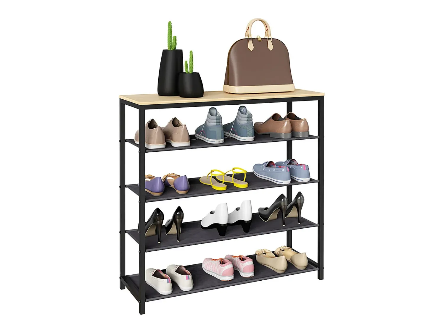 Móvel De Arrumação|Sapateira*VCM Prateleira de sapatos | Dimensões aprox. A. 87 x L. 90 x P. 30 cm | Sapatos em estilo industrial | Prateleira com 4 compartimentos - Taliro (carvalho mel) Multicor