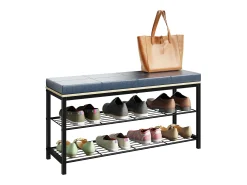 Móvel De Arrumação|Sapateira|VCM Prateleira de sapatos | Dimensões aprox. A. 48 x L. 90 x P. 30 cm | Assento em design de estilo industrial | Banco de sapatos - Taliro (carvalho mel) Multicor