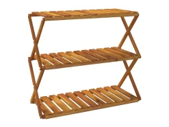 Prateleira* Prateleira dobrável 3 níveis 70x31x63 cm acácia maciça PT748839 Castanho