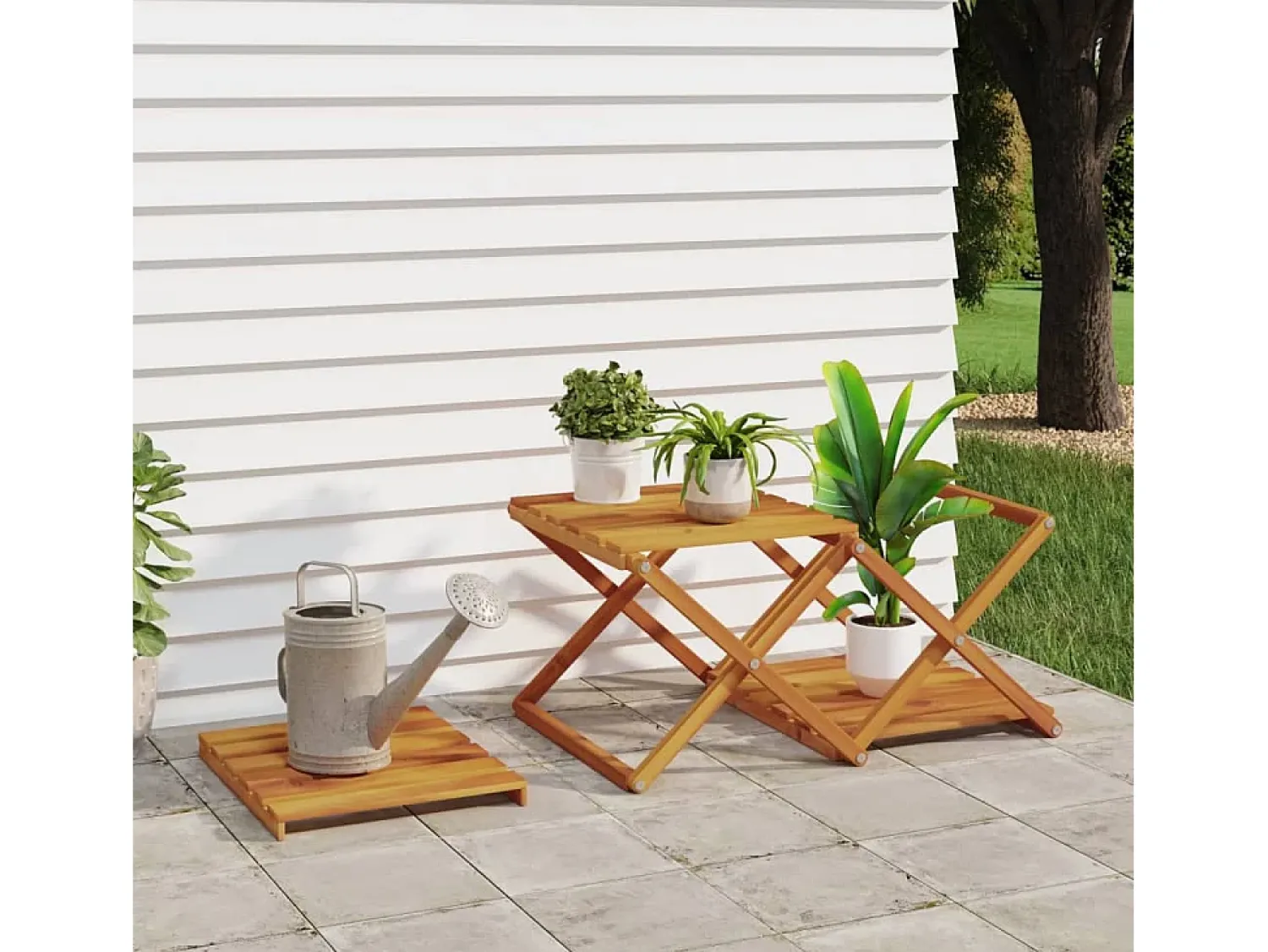 Prateleira dobrável 3 níveis 43x31x63 cm acácia maciça PT922427^ Prateleira