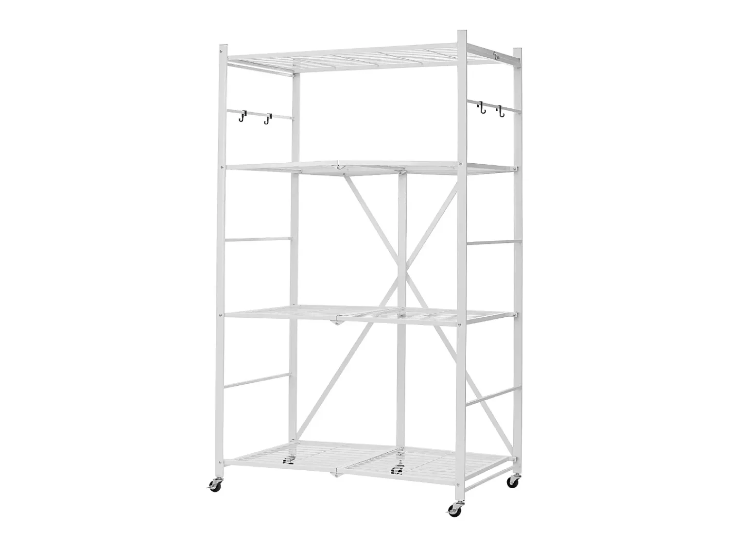 Discount Prateleira Dobrável SucceBuy Estante Móvel Dobrável de 4 Pisos, 91 x 53 x 152 cm, Estrutura em Metal Resistente, Capacidade Estática de 340 kg Branco
