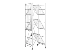 Discount Prateleira Dobrável SucceBuy Estante Móvel Dobrável de 4 Pisos, 91 x 53 x 152 cm, Estrutura em Metal Resistente, Capacidade Estática de 340 kg Branco