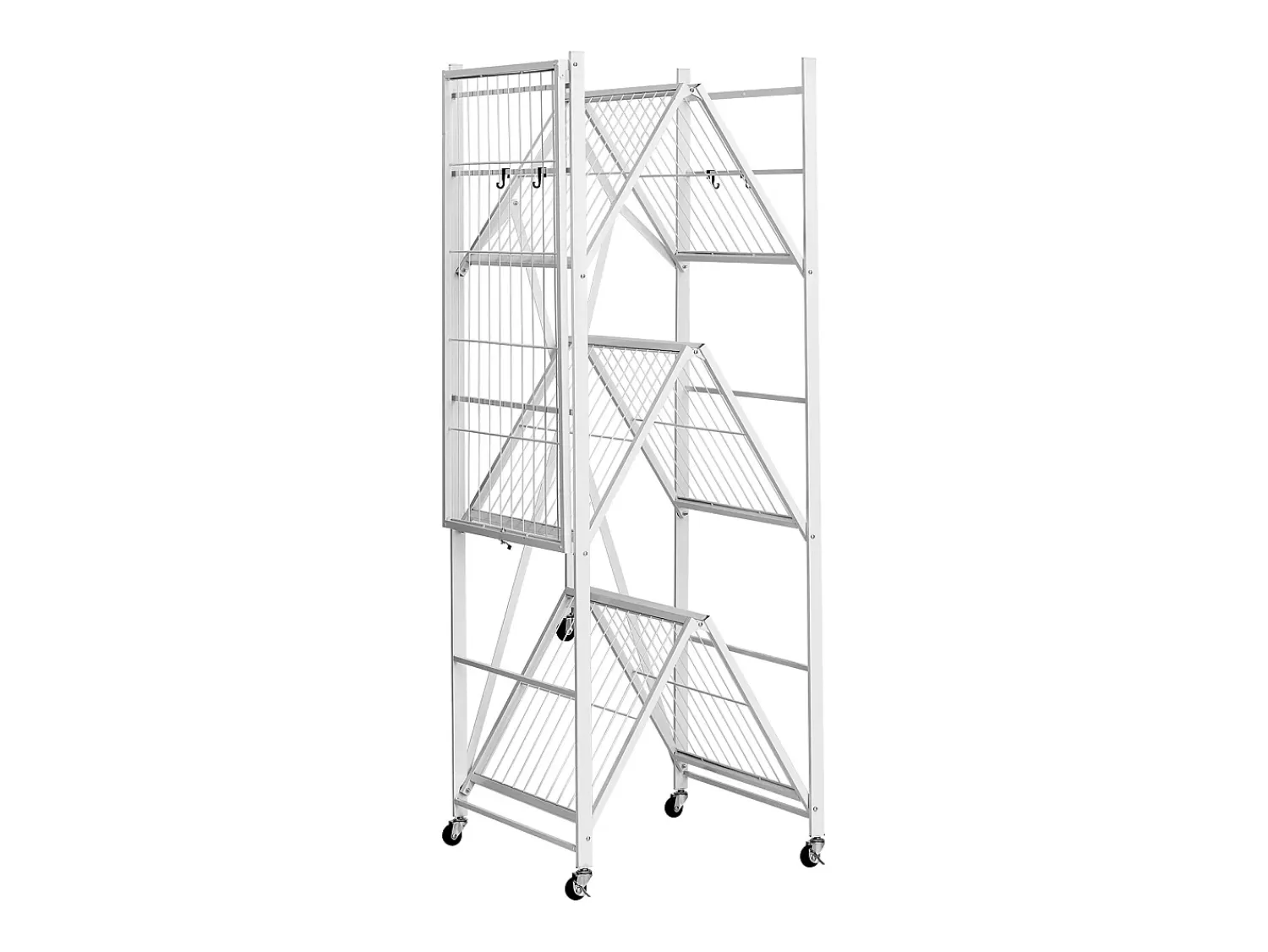 Discount Prateleira Dobrável SucceBuy Estante Móvel Dobrável de 4 Pisos, 91 x 53 x 152 cm, Estrutura em Metal Resistente, Capacidade Estática de 340 kg Branco