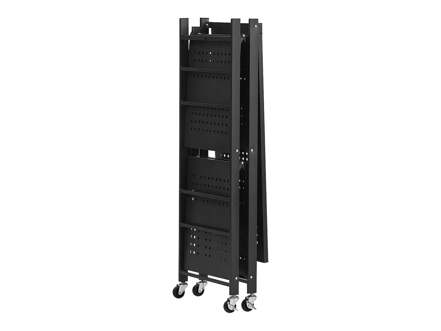 Prateleira Dobrável SucceBuy Estante Móvel Dobrável de 3 Pisos, 76 x 33 x 91 cm, Metal Resistente, com 5 Rodízios e 4 Ganchos, para Cozinha, Despensa,^ Prateleira