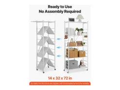 Prateleira| Prateleira Dobrável SucceBuy Móvel, 5 Níveis, Prateleira Dobrável com Rodas, 81x36x183 cm, Metal Resistente, Carga Estática 340 kg Dinâmica 90,7 kg Branco