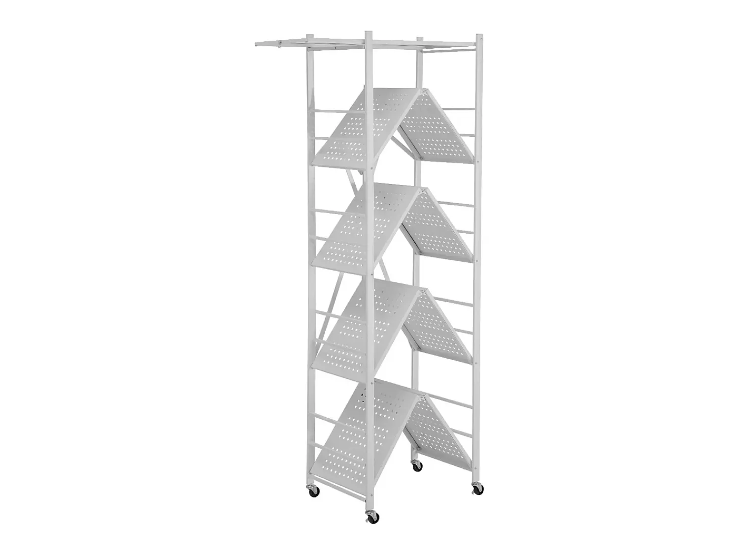 Prateleira| Prateleira Dobrável SucceBuy Móvel, 5 Níveis, Prateleira Dobrável com Rodas, 81x36x183 cm, Metal Resistente, Carga Estática 340 kg Dinâmica 90,7 kg Branco