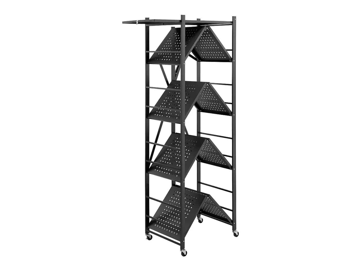 Prateleira Dobrável SucceBuy Móvel, 5 Níveis, Prateleira Dobrável com Rodas, 71x38x163 cm, Metal Resistente, Carga Estática 340 kg Dinâmica 90,7 kg^ Prateleira