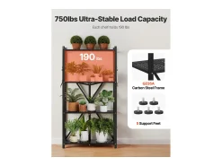 Prateleira* Prateleira Dobrável SucceBuy Móvel, 4 Níveis, Prateleira Dobrável com Rodas, 71x33x137 cm, Metal Resistente, Carga Estática 340 kg Dinâmica 90,7 kg Preto