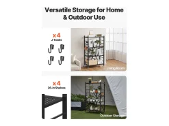 Prateleira| Prateleira Dobrável SucceBuy Estante Móvel Dobrável de 4 Pisos, 66 x 33 x 117 cm, Metal Resistente, com 5 Rodízios e 4 Ganchos, para Cozinha, Garagem, Preto