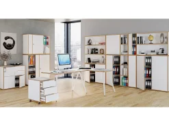 VCM Prateleira e estante de escritório Salia Branco A. 110 x L. 100 x P. 32 cm^ Prateleira