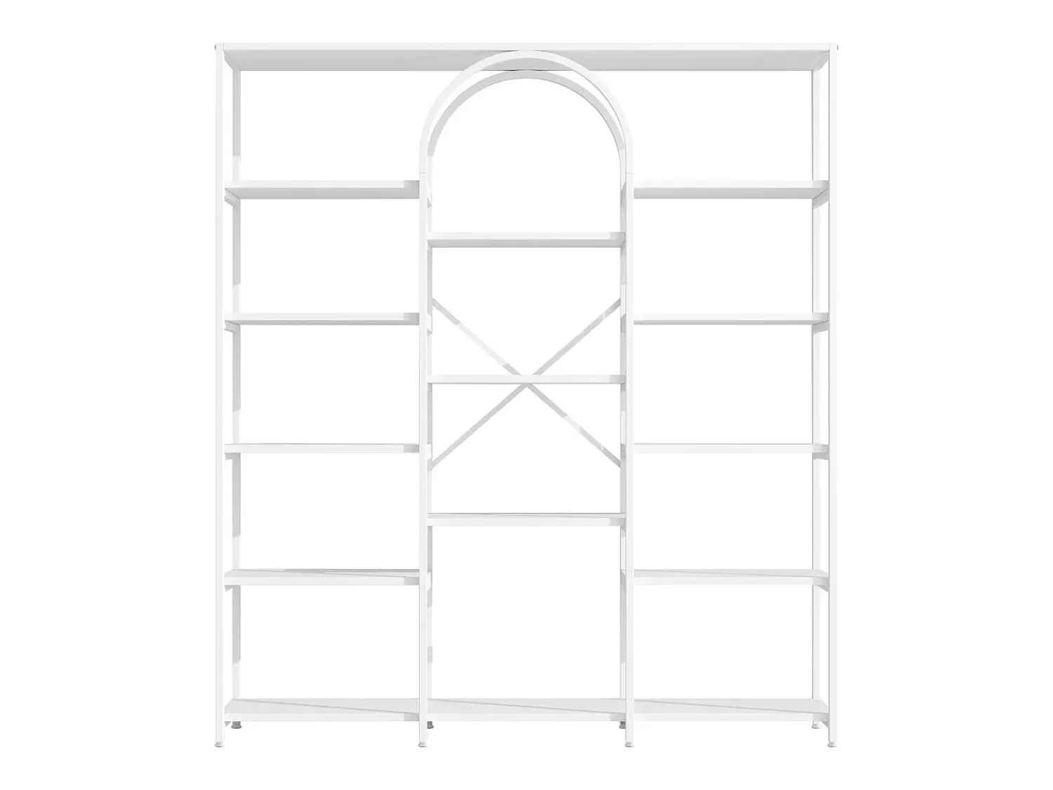 Prateleira*Hauss Spole Prateleira em aço e MDF de 160 x 30 x 180 cm - Design retangular e arqueado - Branca Branco