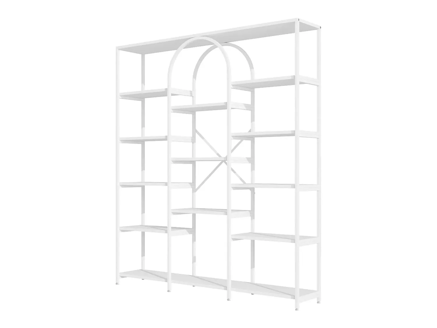 Prateleira*Hauss Spole Prateleira em aço e MDF de 160 x 30 x 180 cm - Design retangular e arqueado - Branca Branco