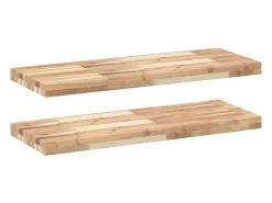 Prateleira flutuante 2pcs 100x30x4cm acácia maciça não tratada PT151589^ Prateleira