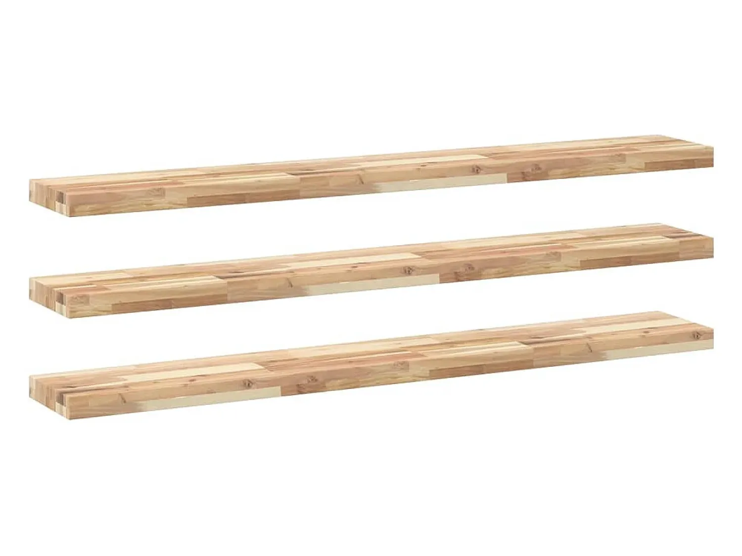 Prateleira flutuante 3pcs 140x20x4cm acácia maciça não tratada PT968254^ Prateleira