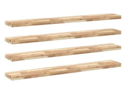 New Prateleira flutuante 4pcs 140x20x4cm acácia maciça não tratada PT934371 Castanho